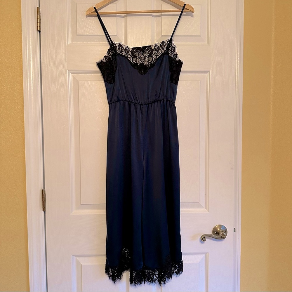 Alice + Olivia lace trimmed silky cropped jumpsuit